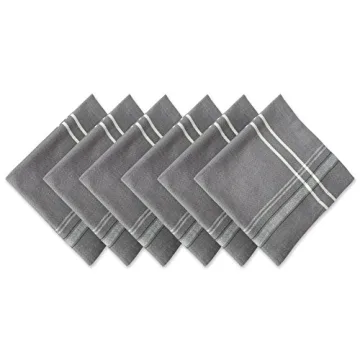 DII French Stripe Tabletop Collection Napkin Set - Gray Chambray, Set of 6