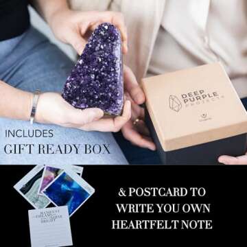 Deep Purple Project Huge A Grade Amethyst Crystal Geode from Uruguay 1.5 lb to 2.2 lb Premium Gift Box Perfect for Collectors