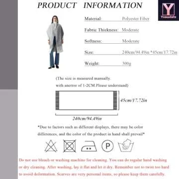 Yoawdats Women Winter Warm Scarf Elegant Contrast Color Tasseled Shawl Wrap Long Stoles Oversized Soft Scarves Fall Gifts