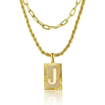 14K Gold Layered Initial Pendant Necklace for Women