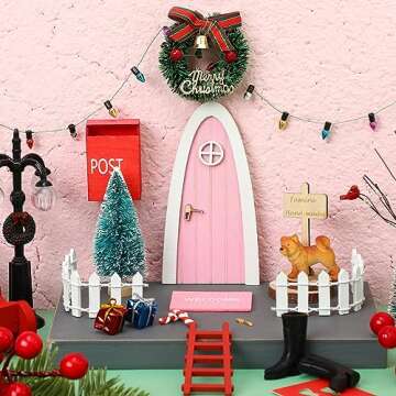 Hungdao 20 Pcs Christmas Elf Fairy Doors Decor Arched Door Fairy Doors Tooth Tiny Xmas Decor Wooden ...
