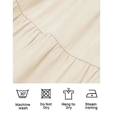 ZESICA Women's Casual Long Sleeve Crew Neck High Waist Smocked Flowy Tiered Midi Dress,Beige,Medium