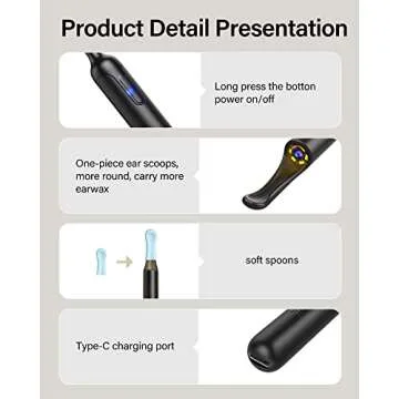 Ear Care Wax Removal Tool, Bebird Ear Canal Camera, Wax Removal Kit with 6LED Light, Cleaner Ear with Camera and Light Built-in WiFi with Soft Silicone Ear Scoops, Ear Canal Camera for iOS & Android