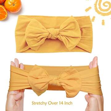 ALinmo 25 Pack Soft Wide Turban Baby Headbands with nylon Hair Bow Headwraps for Baby Girls Infants Newborn Hair Accessories Toddlers Kids and Children
