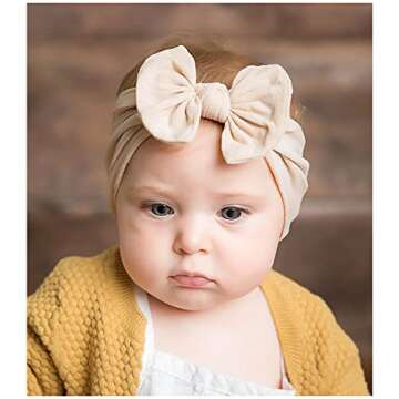 ALinmo 25 Pack Soft Wide Turban Baby Headbands with nylon Hair Bow Headwraps for Baby Girls Infants Newborn Hair Accessories Toddlers Kids and Children