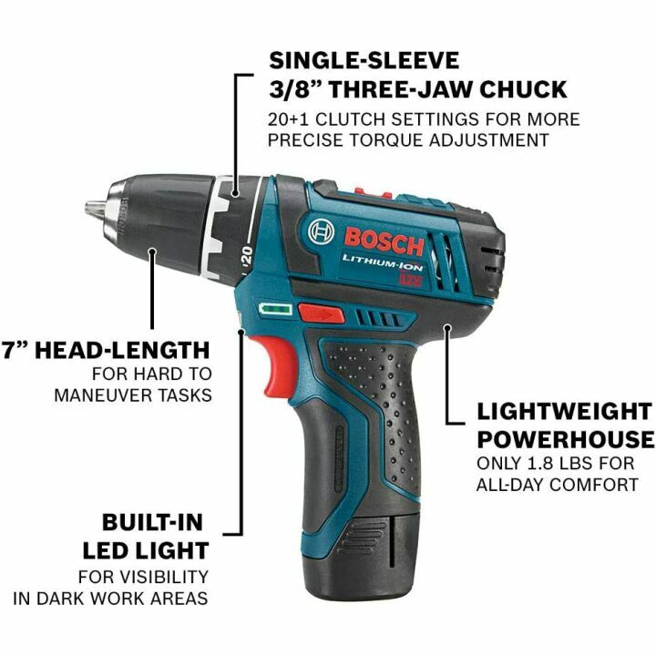 BOSCH 12V Cordless Drill/Driver & Impact Driver Kit