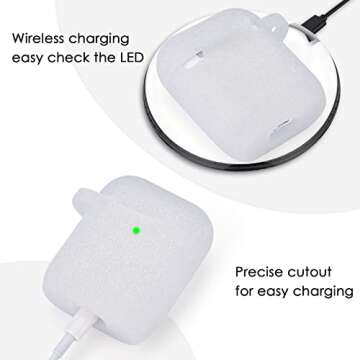 Filoto Compatible with Airpod 2&1 Case Cover, Cute Silicone Protective Accessories Cases/Keychain/Pompom, Best Gift for Girls and Women, Snow White