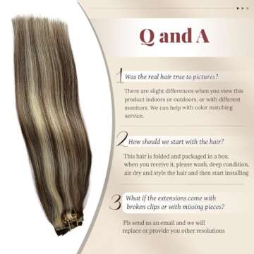 Clip in Hair Extensions Real Human Hair Brown and Blonde Highlights Human Hair Clip in Extensions 18 Inch 7PCS Highlight Medium Brown with Bleach Blonde Remy Hair Extensions Clip in for Women