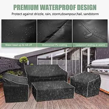 Gasadar Outdoor Furniture Cover Waterproof, 4 Piece Patio Furniture Covers for Patio Loveseat, Chair and Coffee Table, Heavy Duty 600D, Black