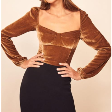 Stylish R.Vivimos Women's Velvet Crop Top for Fall
