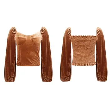 Stylish R.Vivimos Women's Velvet Crop Top for Fall