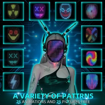 Ompusos LED Light Up Mask for Costumes and Parties