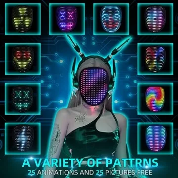 Ompusos LED Light Up Mask for Costumes and Parties