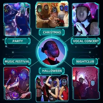 Ompusos LED Light Up Mask for Costumes and Parties