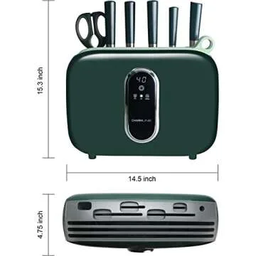 Charmline Smart Cutting Board and Knife Set with Holder, Double Cleaning and Drying Function, Space Saving Smart Home Gadgets, Keeping Kitchen Clean and Tidy, Green