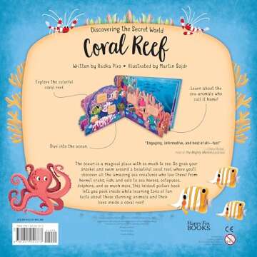 Discovering the Secret World: Coral Reef (Happy Fox Books) Board Book Teaches Kids Ages 3-6 about a Reef, Diving Deeper into the Sea with Every Page, with Educational Fun Facts