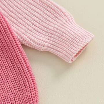 My First Valentines Day Baby Girl Outfit Baby Valentines Day Sweater Love Embroidery Knit Pullover Sweatshirt Top(C-Pink,12-18 Months)