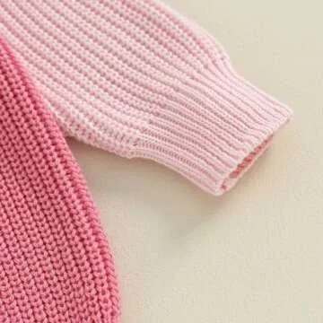 My First Valentines Day Baby Girl Outfit Baby Valentines Day Sweater Love Embroidery Knit Pullover Sweatshirt Top(C-Pink,12-18 Months)