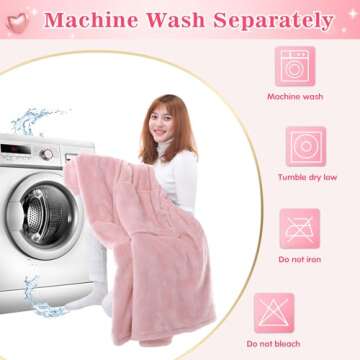 Waitu Wearable Blanket Sweatshirt for Women and Men, Super Warm and Cozy Giant Blanket Hoodie, Thick Flannel Blanket with Sleeves and Giant Pocket - Pink