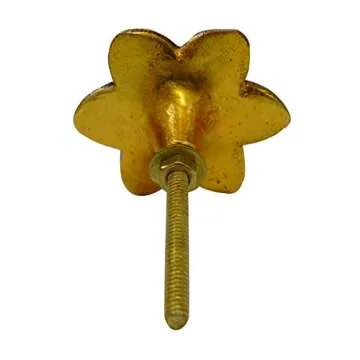 Perilla Home Set of 6 Vintage Metal Knobs - for Cabinet & Drawers - Antique Gold Decorative Flower Knobs for Home Kitchen Cabinet - Hardware Cupboard Glass Door Dresser Wardrobe and Drawer Pulls