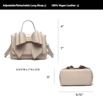 Like Dreams Elegant Vegan Leather Crossbody Bag, Fashion Top Handle Detachable Straps Women Purse, Multi Compartment Magnetic Overflap, Elegant Purse fo Women Teen Girls