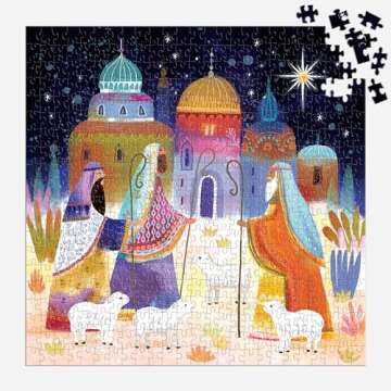 Galison Journey of Three Kings – 500 Piece Jigsaw Puzzle Featuring Artwork Capturing The Journey of The Magi in A Vibrant Jewel Toned Composition