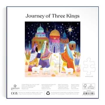 Galison Journey of Three Kings – 500 Piece Jigsaw Puzzle Featuring Artwork Capturing The Journey of The Magi in A Vibrant Jewel Toned Composition