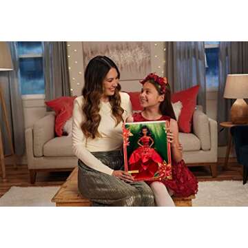 Barbie Signature 2022 Holiday Doll – Dark Brown Hair, Festive Gown, Collectible