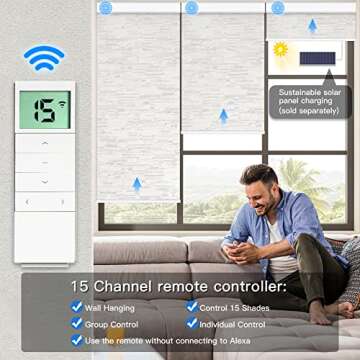 Tokblind Motorized Roller Shade with Remote Control, Blackout Electric Blinds for Windows Compatible...