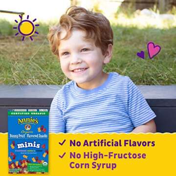 Annie's Organic Mini Bunny Fruit Flavored Snacks, Strawberry, Mango & Cherry, Gluten Free, 5 Pouches, .8 oz