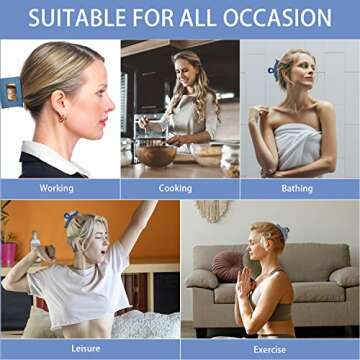 Large Trendy Hair Claw Clips for Thick and Thin Hair - 8PCS 4 Inch Nonslip Strong Hold Blue Flower Clips