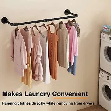UlSpeed Wall Mounted Clothes Rack, 38.4in Industrial Pipe Wall Mount Clothing Rack, Space Saver Hanging Pipe Clothes Rack, Heavy Duty Garment Racks for Laundry Room, Closet Storage, 1 Pack
