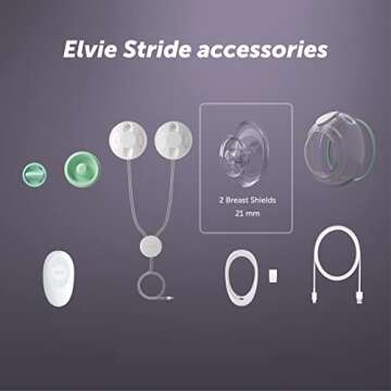 Elvie Stride Hospital-Grade App-Controlled Breast Pump | Hands-Free Wearable Ultra-Quiet Electric Breast Pump with 2-Modes 10-Settings & 5oz Capacity per Cup (21mm Shields)