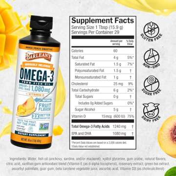 Barlean’s Mango Peach Omega 3 Fish Oil for All Ages