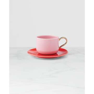 Kate Spade Pink Cup & Saucer Set for Stylish Sipping