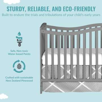 Dream On Me Chelsea 5-in-1 Convertible Crib in Steel Grey