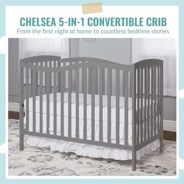 Dream On Me Chelsea 5-in-1 Convertible Crib in Steel Grey