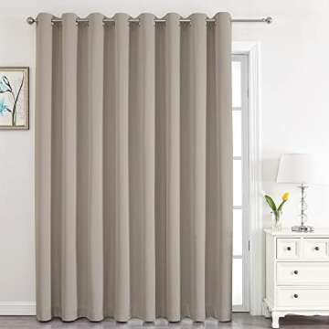 Chyhomenyc Satin Room Divider Curtain for Bedroom, 100% Blackout Curtain for Living Room, Glossy Fabric Thermal Insulated Privacy Blackout Sliding Door Divider Curtain, 1 Panel, 104 W x 84 L, Taupe