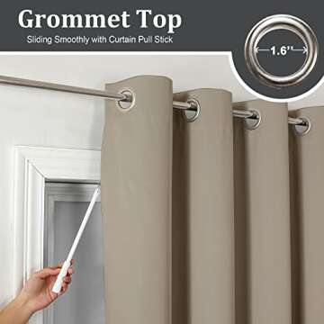 Chyhomenyc Satin Room Divider Curtain for Bedroom, 100% Blackout Curtain for Living Room, Glossy Fabric Thermal Insulated Privacy Blackout Sliding Door Divider Curtain, 1 Panel, 104 W x 84 L, Taupe