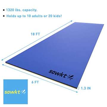 SOWKT 18 x 6 Feet Lily Pad Floating Mat - Extra Large Floating Mat for Lake and Boating - Giant Floating Water Pad for Lake | Lilly Pad Floating Water Mat (Blue/Yellow/Black)
