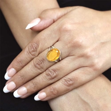 JEWELOPORIUM Citrine Quartz Silver Ring Size 11