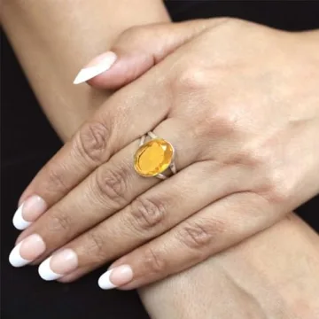 JEWELOPORIUM Citrine Quartz Silver Ring Size 11