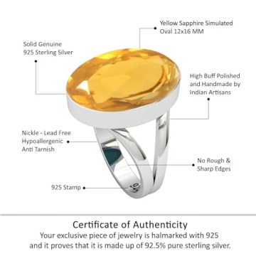 JEWELOPORIUM Citrine Quartz Silver Ring Size 11