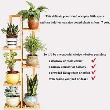 Bamboo 5 Tier 6 Potted Plant Stand Rack Multiple Flower Pot Holder Shelf Indoor Outdoor Planter Disp...