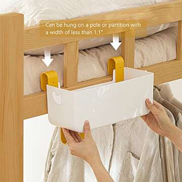 Poeland Hanging Storage Basket for Bedside Organization