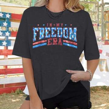 USA Shirt American Flag Shirt for Women Oversized 4th of July USA Flag Graphic T-Shirt Patriotic Short Sleeve Gift Top