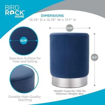 BIRDROCK HOME Round Ottoman – Stylish Foot Stool for Any Room
