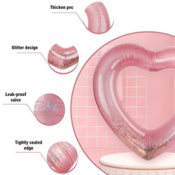 Jellydog Heart Pool Float - Glitter Inflatable Ring for Summer Fun