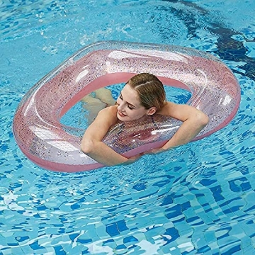 Jellydog Heart Pool Float - Glitter Inflatable Ring for Summer Fun