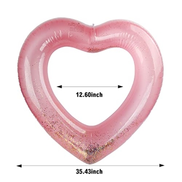 Jellydog Heart Pool Float - Glitter Inflatable Ring for Summer Fun
